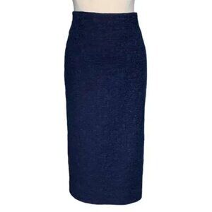 MM Lafleur The Cobble Hill 2.0 Navy Blue Textured Pencil Skirt Size 4
